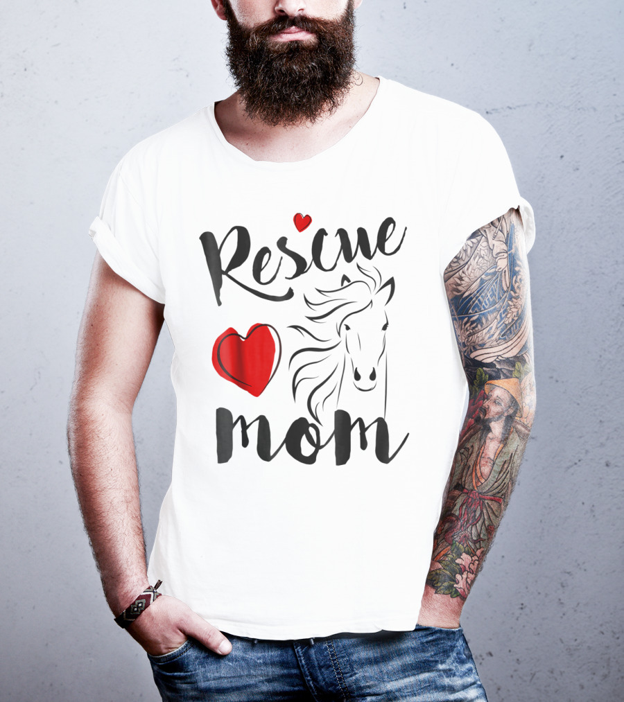 Rescue Mom Heart Horse T-Shirt