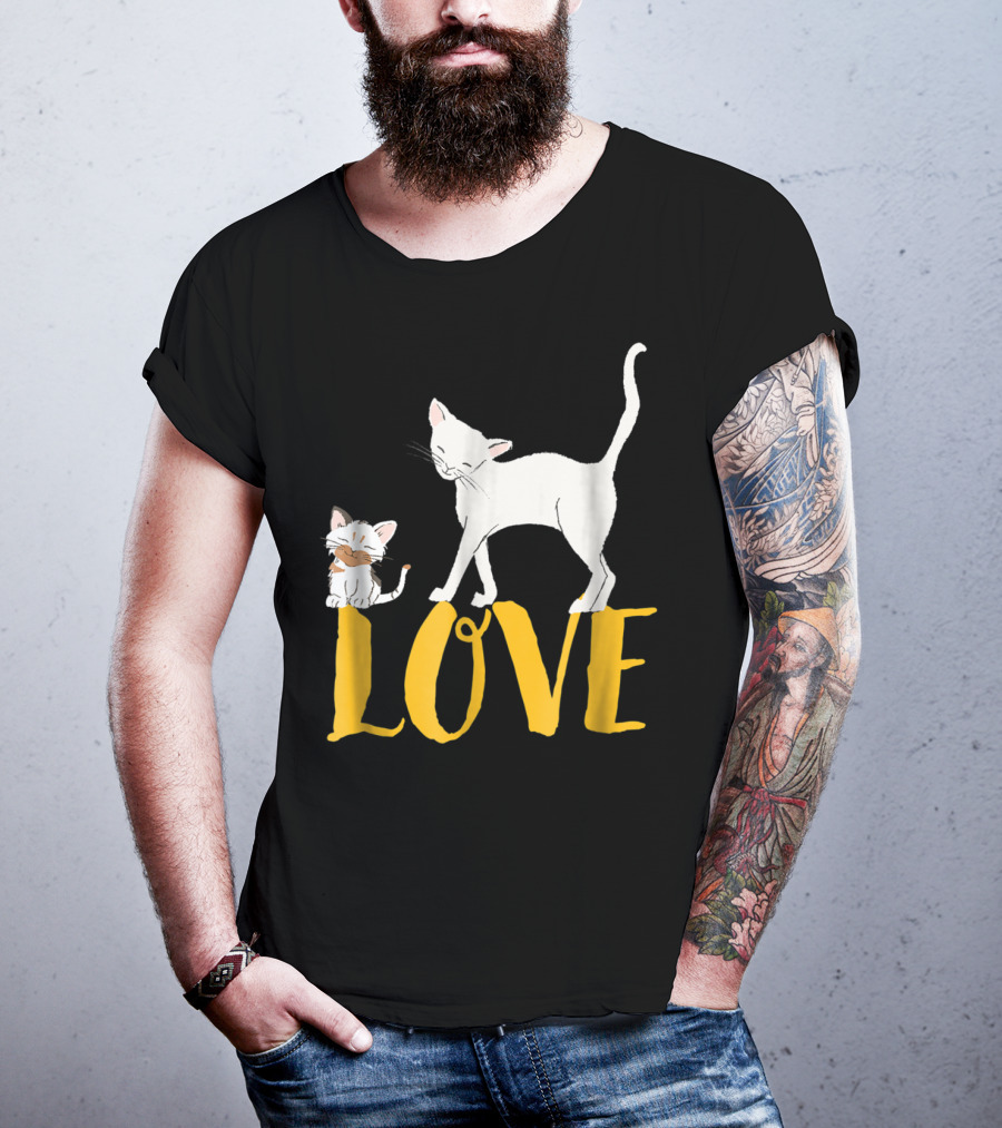 I Love Cats Vintage Love Cat Mom And Dad Cat Person 13 T-Shirt