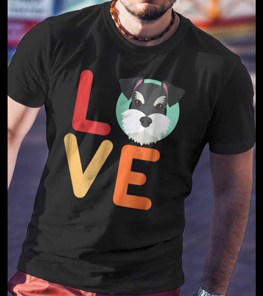 Love Miniature Schnauzer Dog And Puppy For Dog T-Shirt