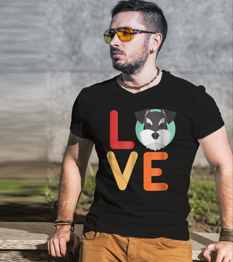 Love Miniature Schnauzer Dog And Puppy For Dog T-Shirt