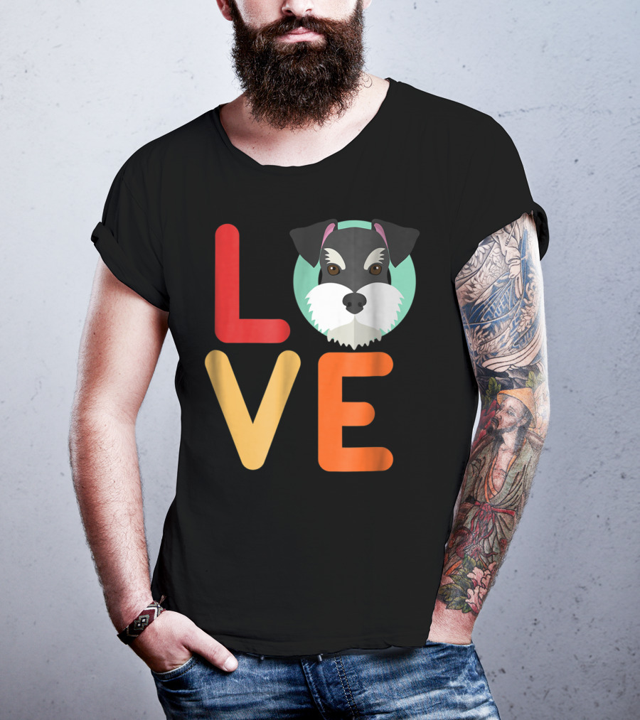 Love Miniature Schnauzer Dog And Puppy For Dog T-Shirt