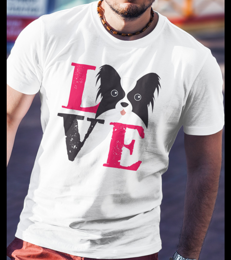 I Love Papillion Puppy Mom And Dad Love Papillon Dog T-Shirt