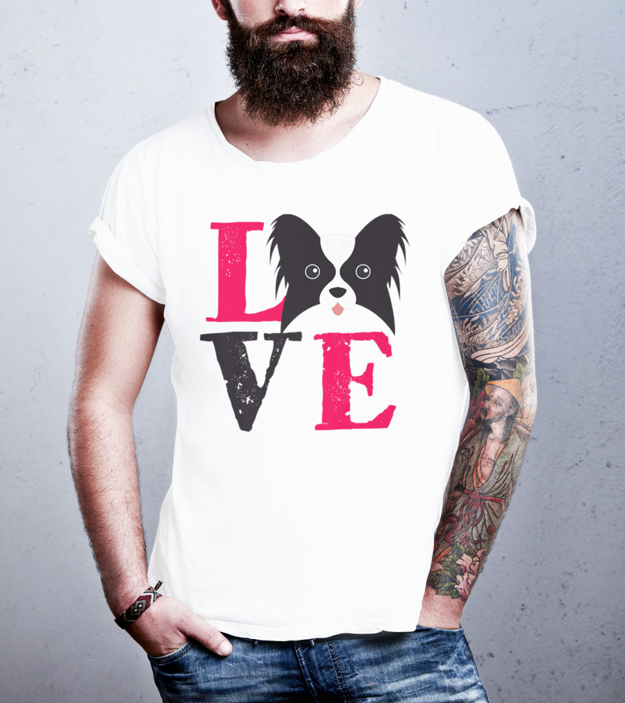 I Love Papillion Puppy Mom And Dad Love Papillon Dog T-Shirt