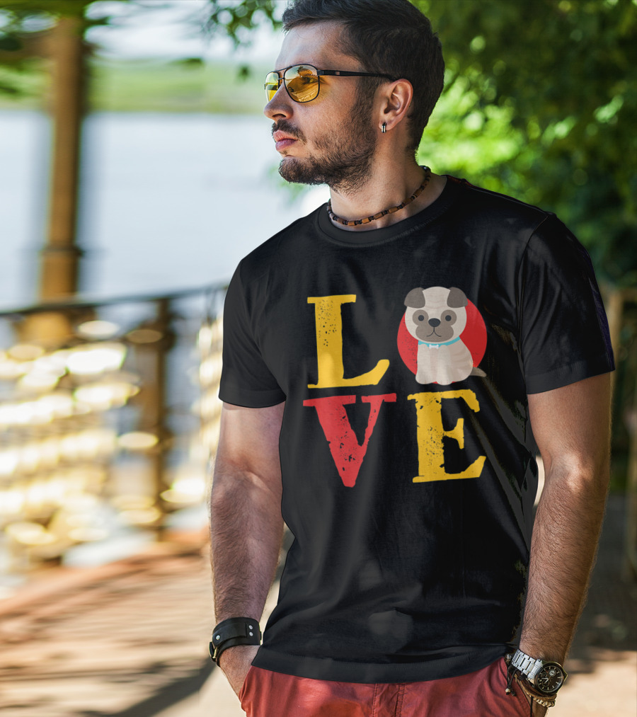 Love Pug Dog Animal Lover Puppies Mom And Dad19 T-Shirt