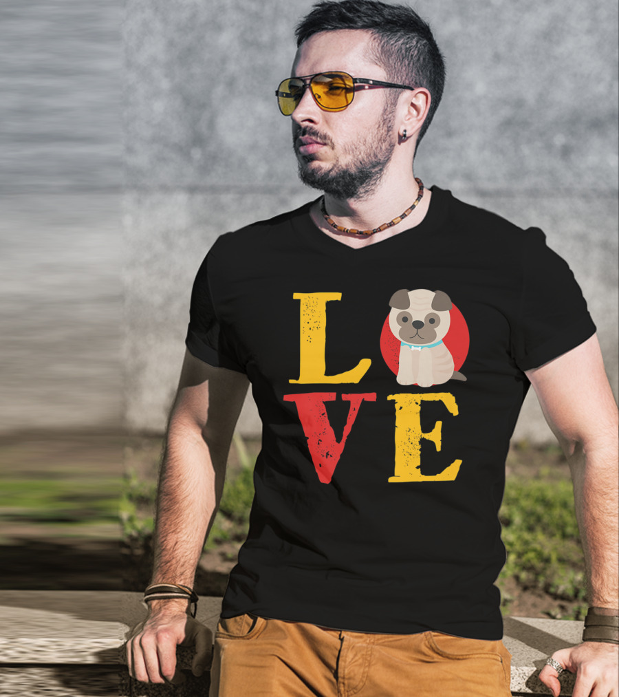 Love Pug Dog Animal Lover Puppies Mom And Dad19 T-Shirt