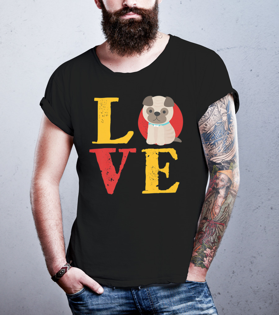 Love Pug Dog Animal Lover Puppies Mom And Dad19 T-Shirt