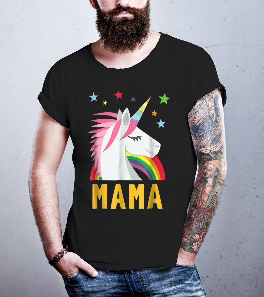Mama Unicorn Rainbow Star Lovers T-Shirt