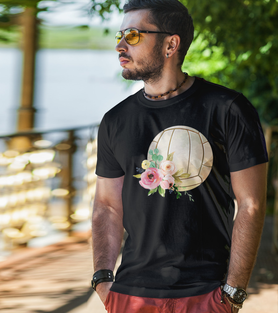 Watercolor Boho Floral Volleyball Patchwork T-Shirt