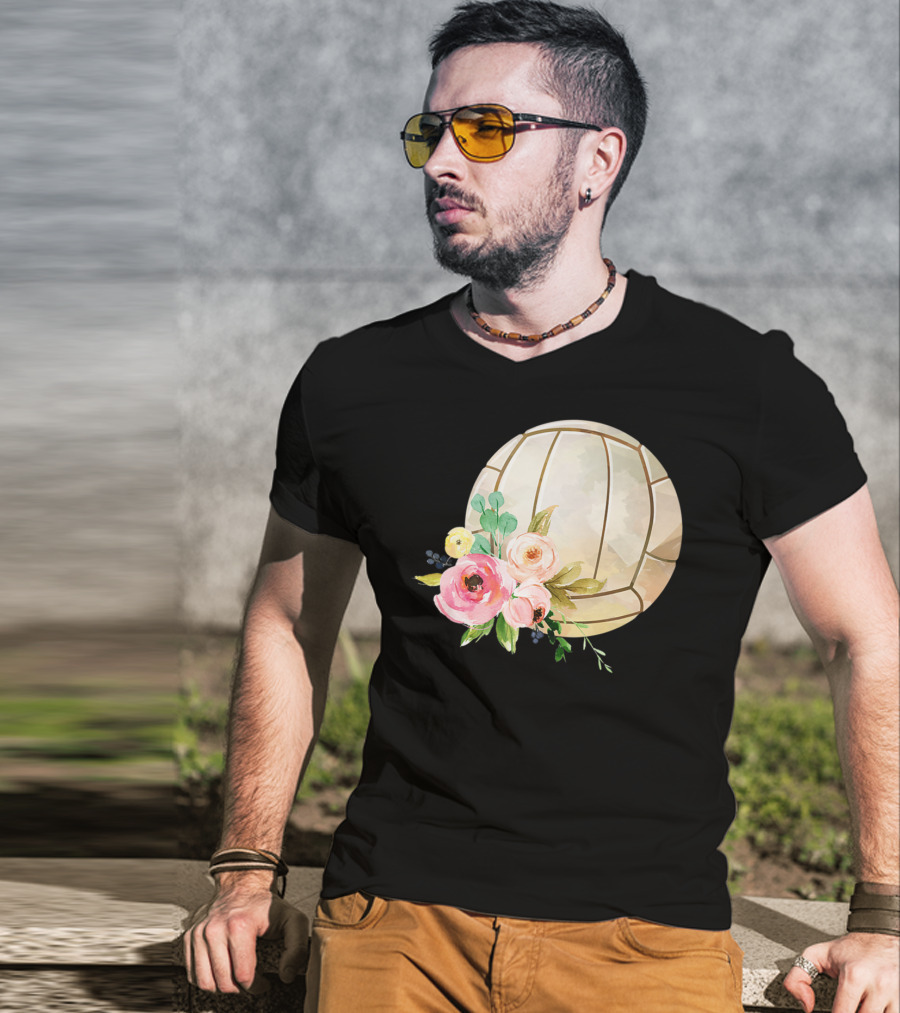 Watercolor Boho Floral Volleyball Patchwork T-Shirt