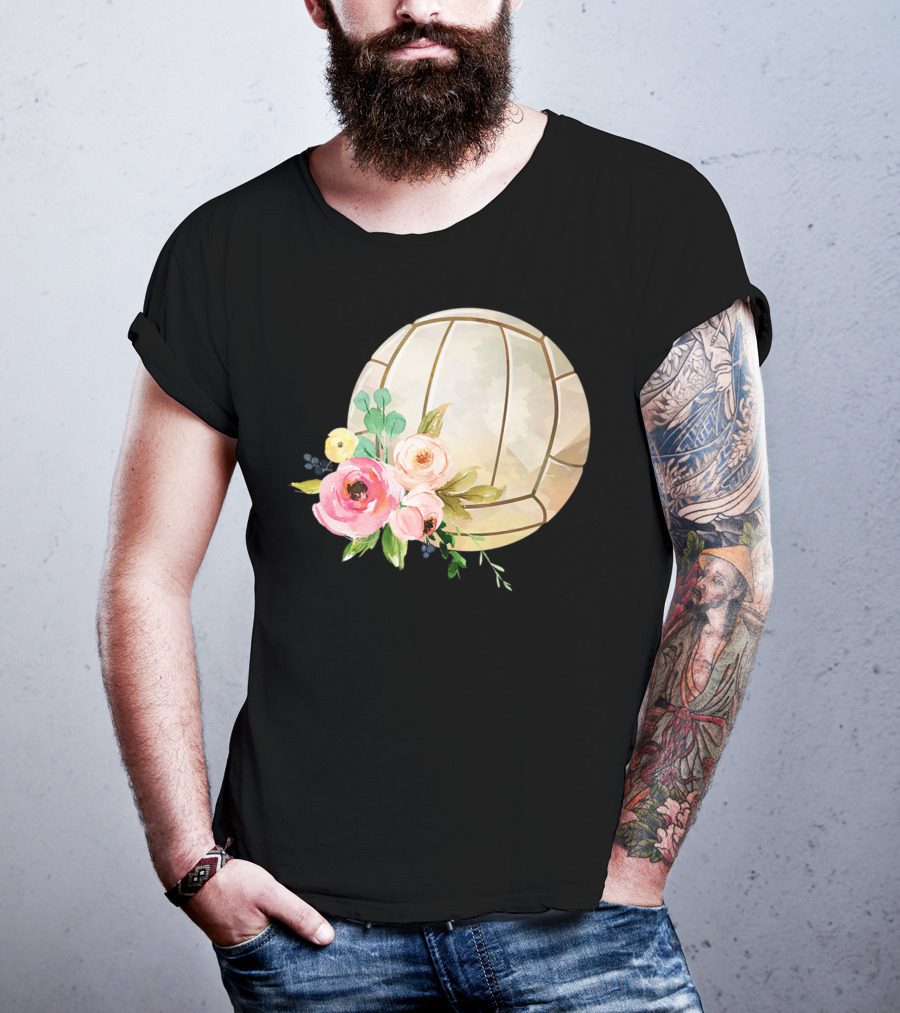 Watercolor Boho Floral Volleyball Patchwork T-Shirt