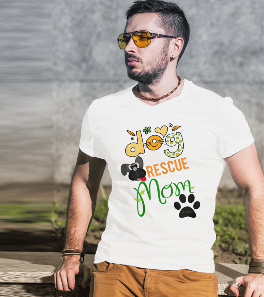 Best Dog Rescue Mom Ever Adopt Paw Prints T-Shirt