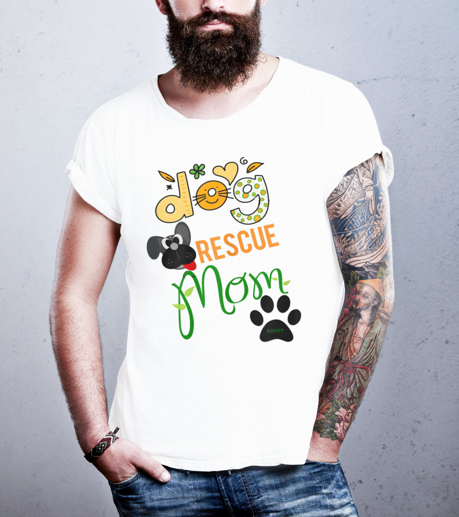 Best Dog Rescue Mom Ever Adopt Paw Prints T-Shirt