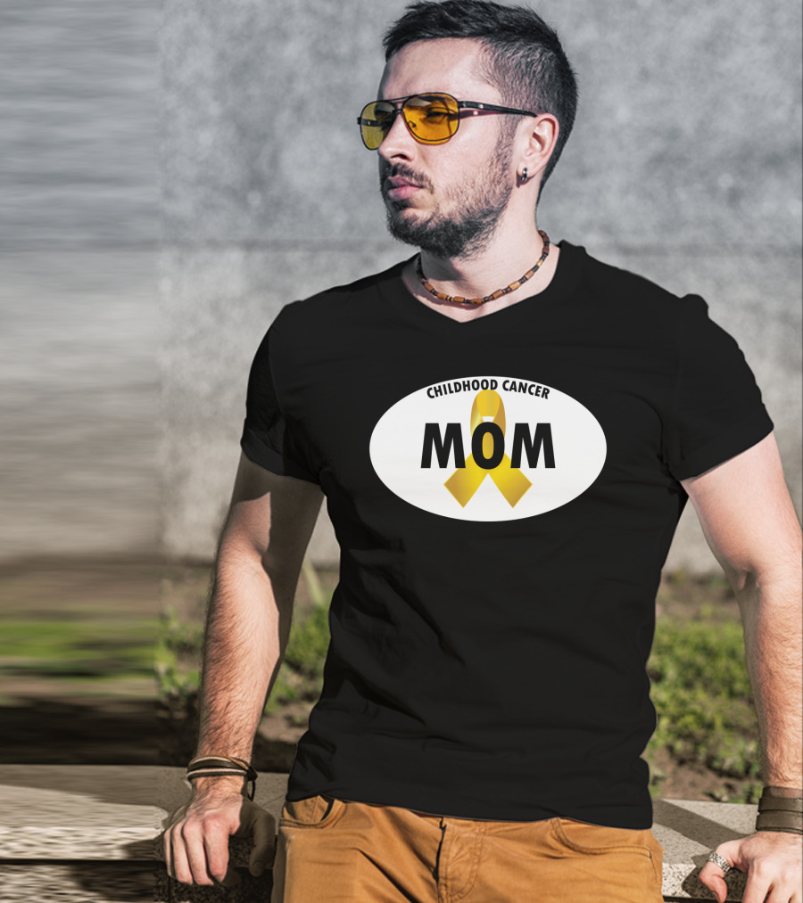 Childhood Cancer Mom Yellow Ribbon Awareness T-Shirt