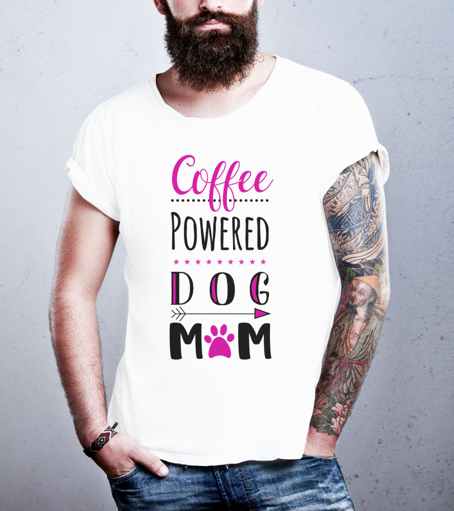 Coffee Powered Dog Mom Paw Print Arrow Stars T-Shirt