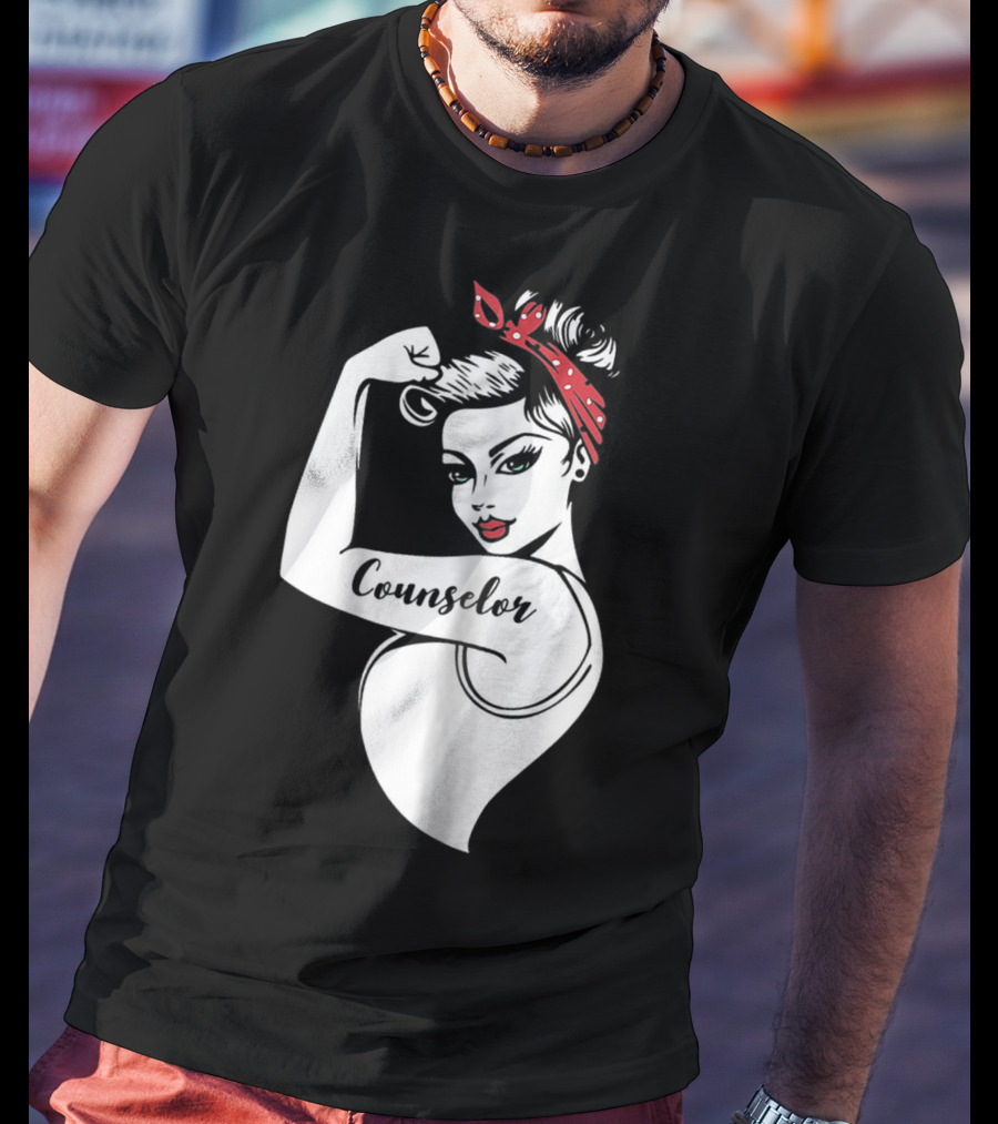 Counselor Strong Girl Mom Rosie The Riveter 42 T-Shirt
