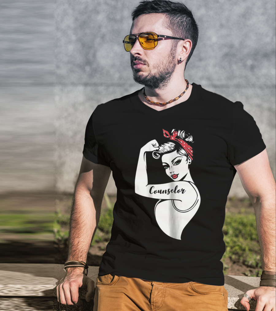 Counselor Strong Girl Mom Rosie The Riveter 42 T-Shirt