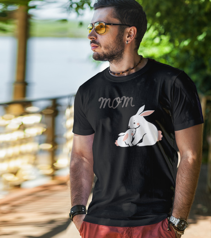 Mom Bunny And Child Hugging T-Shirt