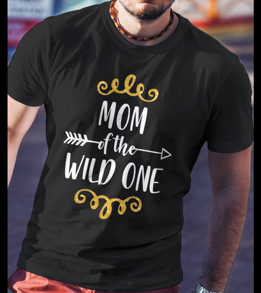 Mom Of The Wild One Gold Birthday Matching T-Shirt