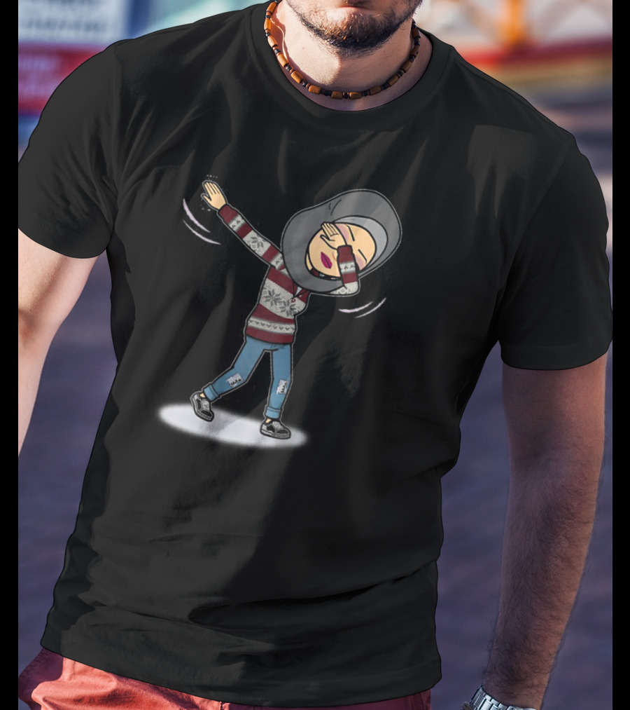Dabbing Muslim Mom In Hijab Winter T-Shirt