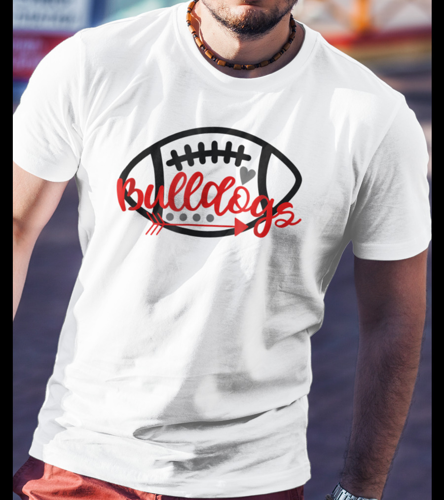 Bulldogs Football Mom Bulldog Mascot With Heart And Arrow T-Shirt