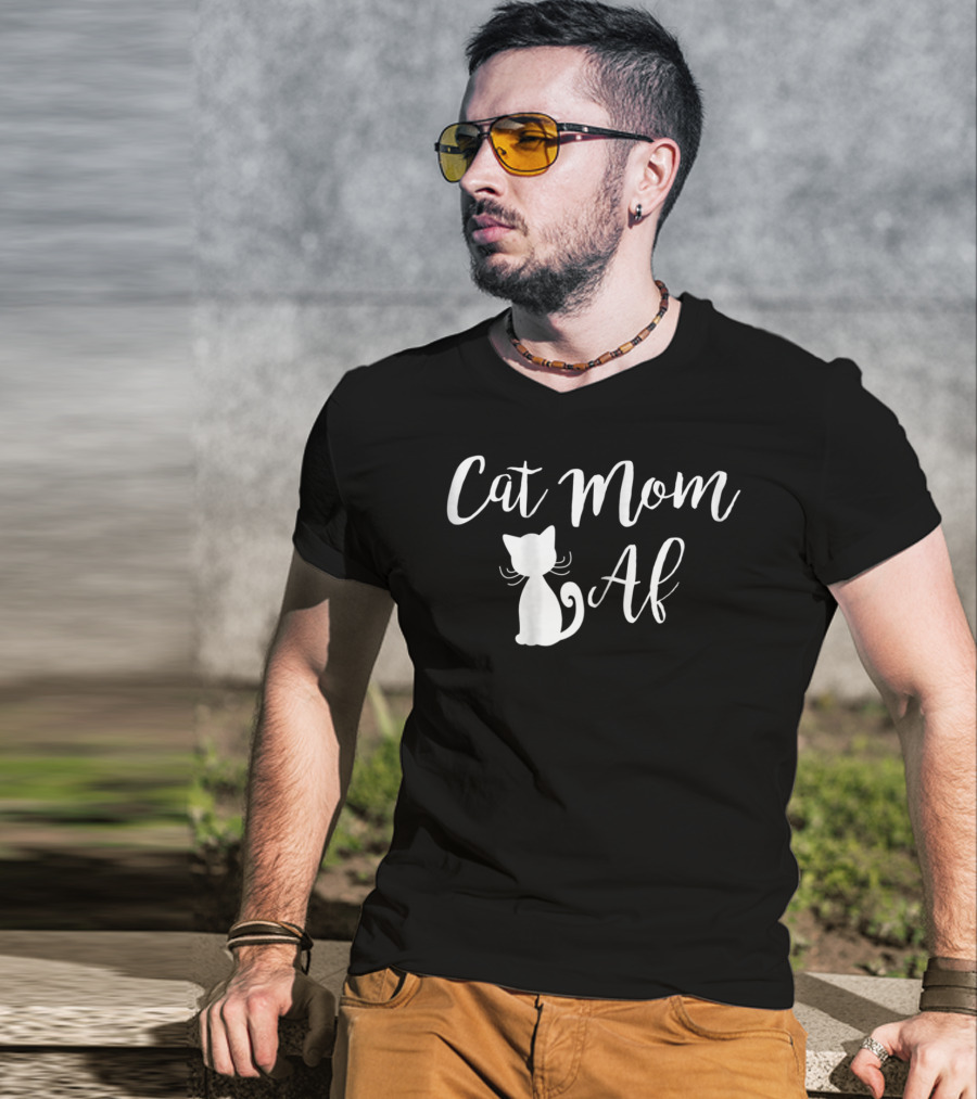 Cat Mom Af Funny3 White Cat T-Shirt