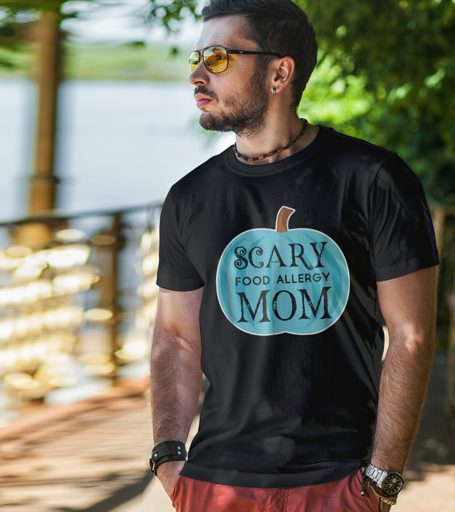 Scary Food Allergy Mom Blue Pumpkin Halloween T-Shirt