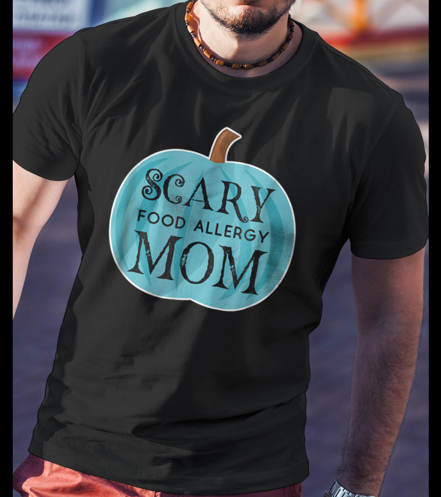 Scary Food Allergy Mom Blue Pumpkin Halloween T-Shirt
