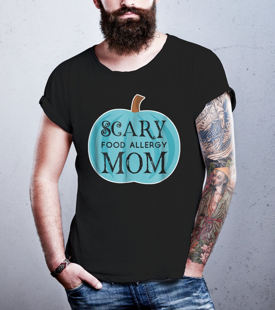 Scary Food Allergy Mom Blue Pumpkin Halloween T-Shirt
