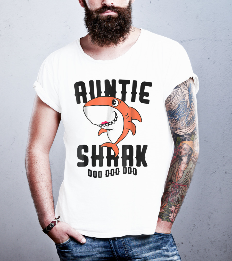 Auntie Shark Doo Doo Doo Mom Grandma Halloween Christmas T-Shirt