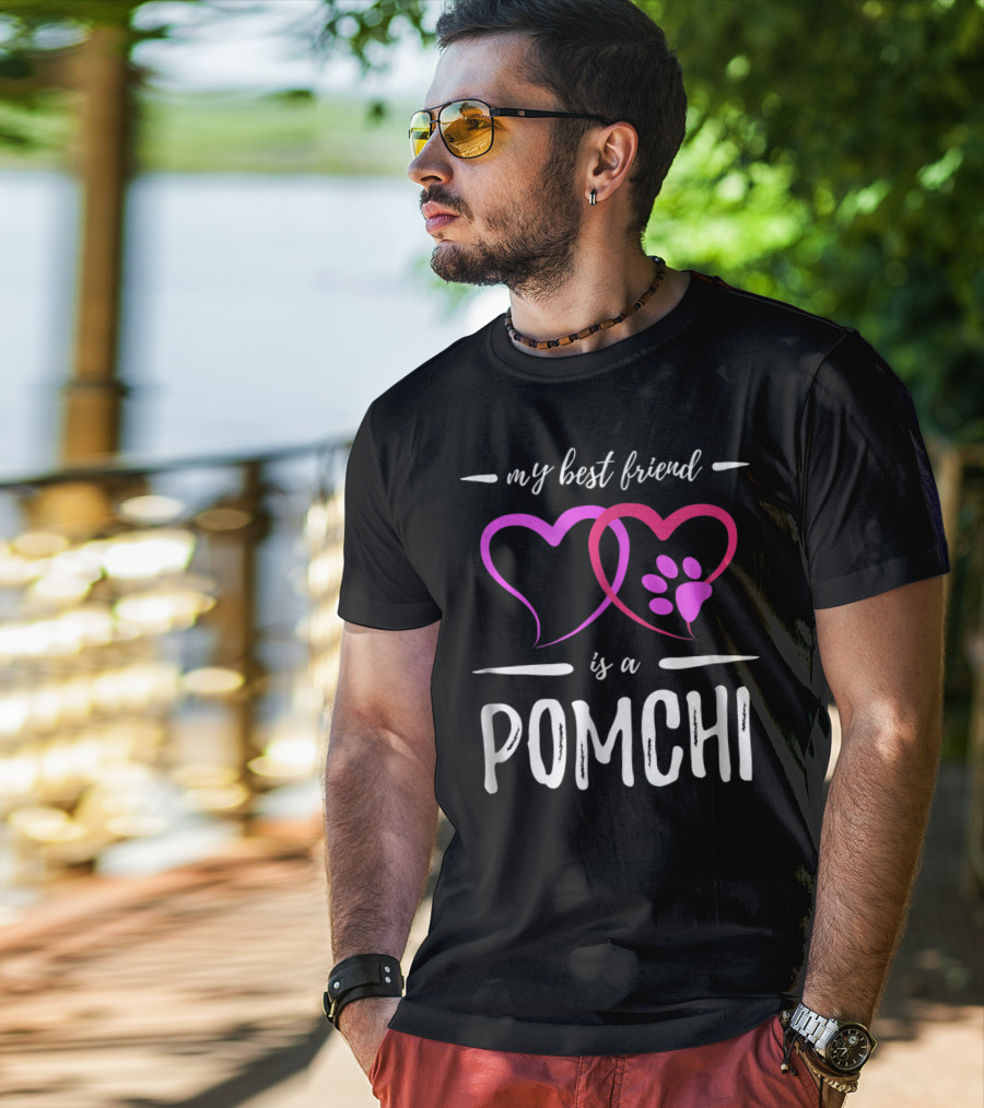 My Best Friend Is A Pomchi Dog Mom Funny Idea T-Shirt
