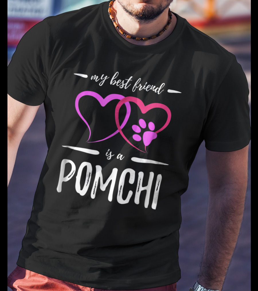 My Best Friend Is A Pomchi Dog Mom Funny Idea T-Shirt
