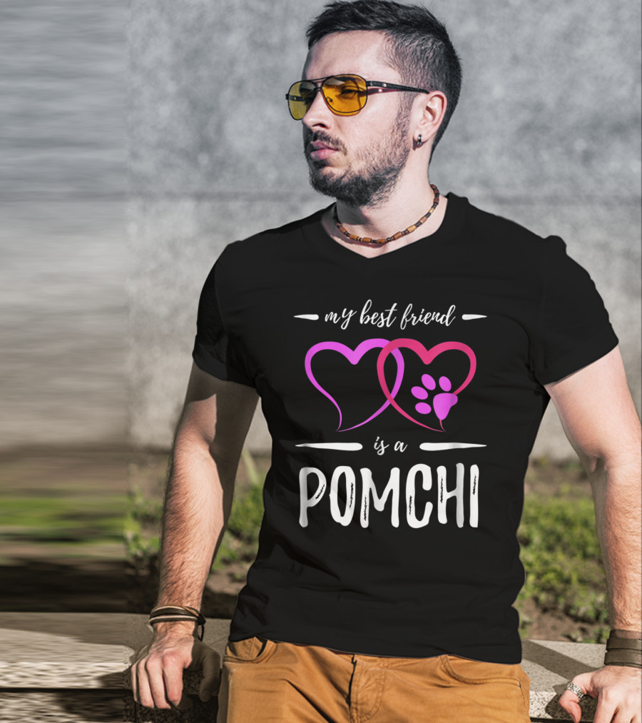 My Best Friend Is A Pomchi Dog Mom Funny Idea T-Shirt
