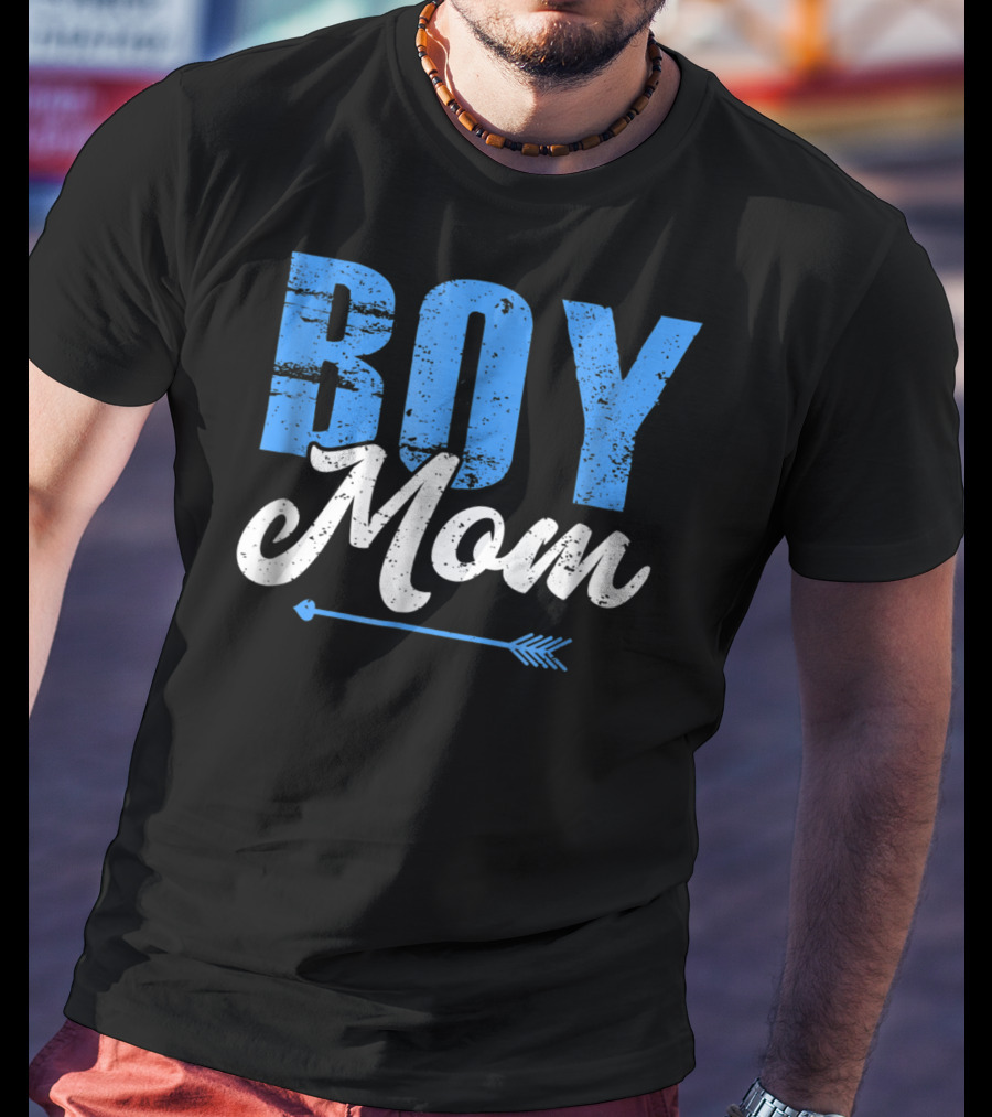 Boy Mom Bold Blue Lettering With Arrow T-Shirt
