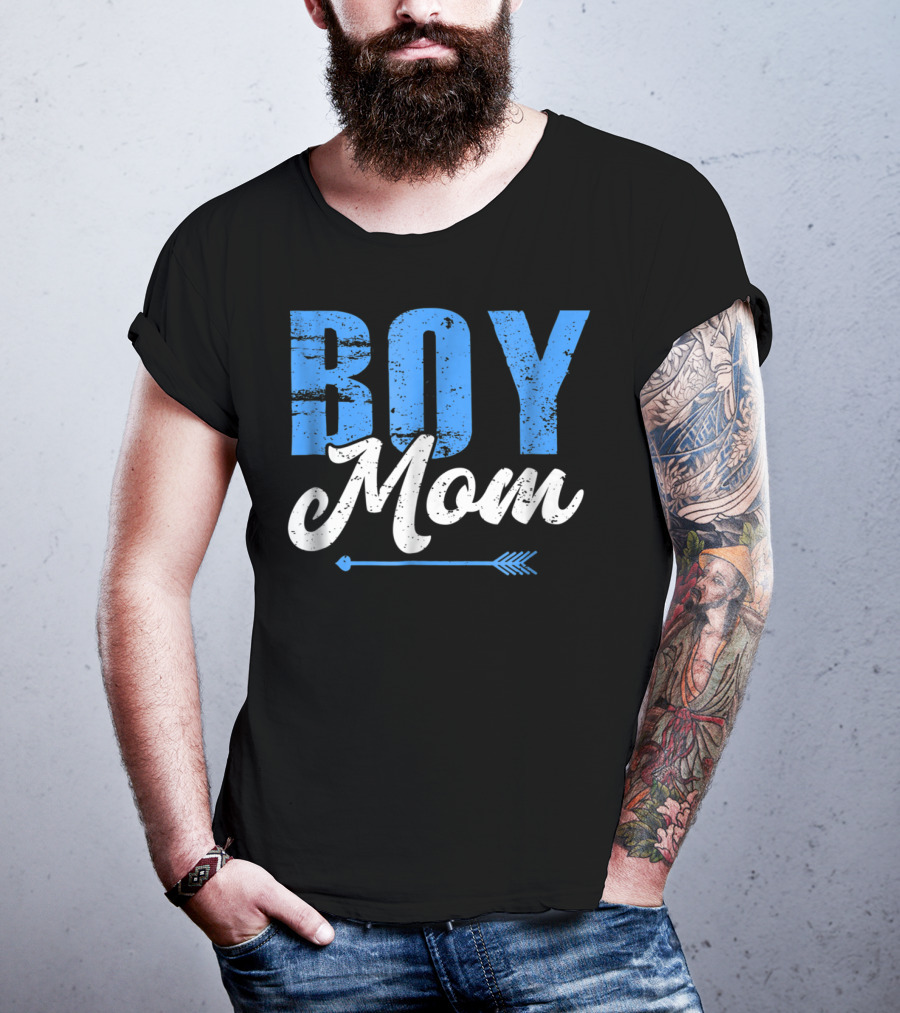 Boy Mom Bold Blue Lettering With Arrow T-Shirt
