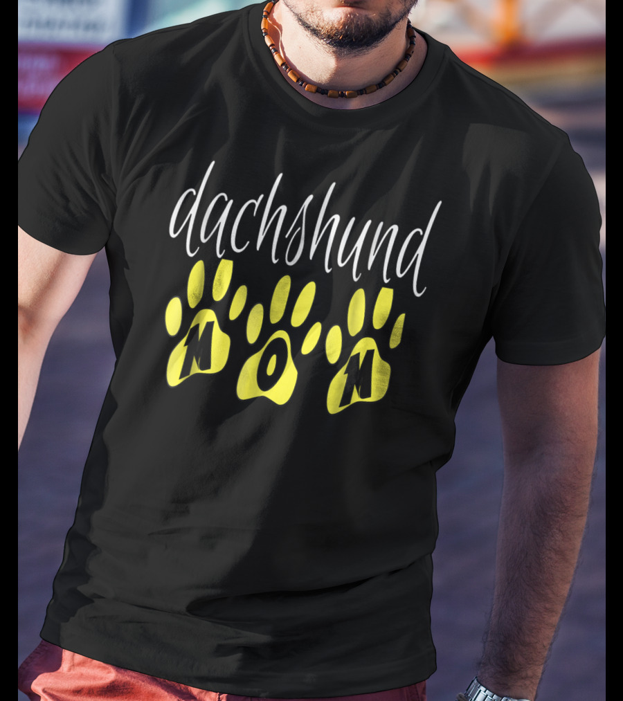 Dachshund Mom Fun Paw Print Cute Wiener Dog Puppy T-Shirt