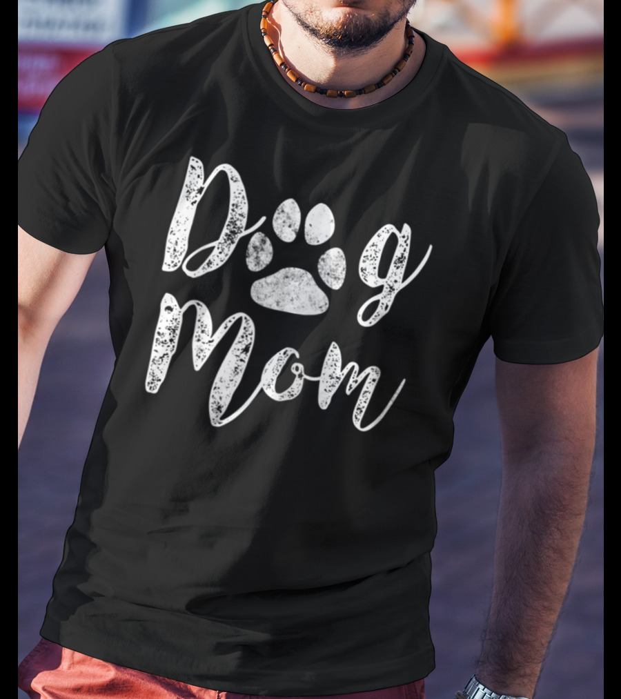 Dog Mom Paw Print For Dog Lovers Cute Mom T-Shirt