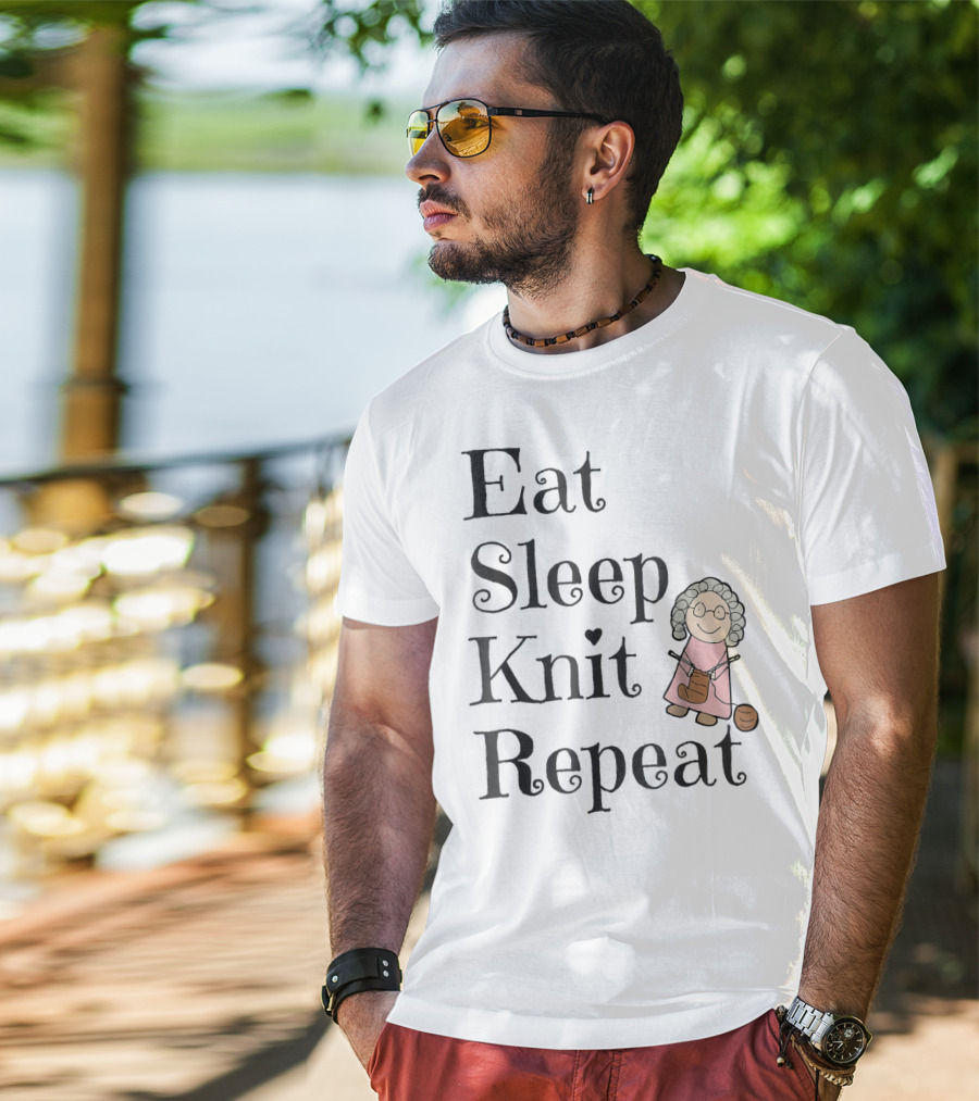 Eat Sleep Knit Repeat Knitting Grandma Cute T-Shirt