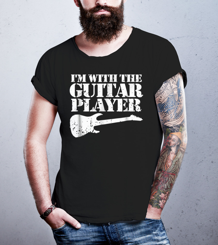 I'm With The Guitar Player Funny Cool Musician Wife Mom Dad8 T-Shirt