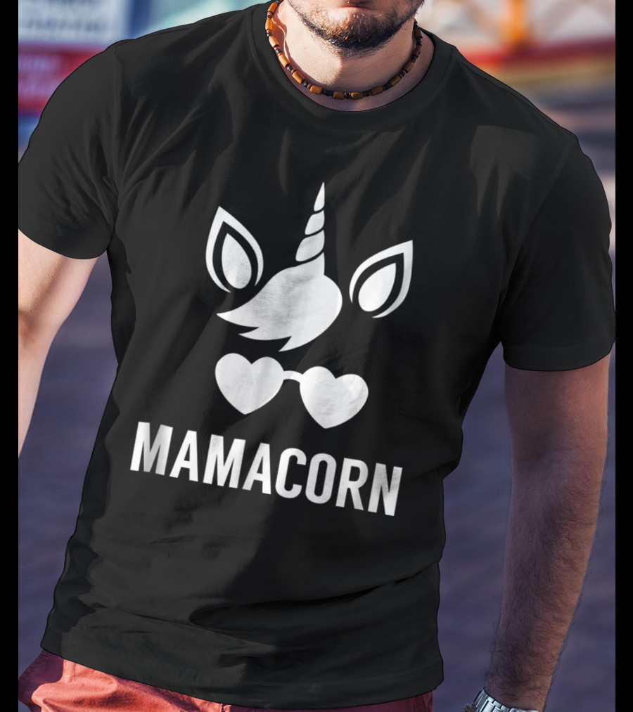 Funny Mamacorn Unicorn Heart Sunglasses T-Shirt