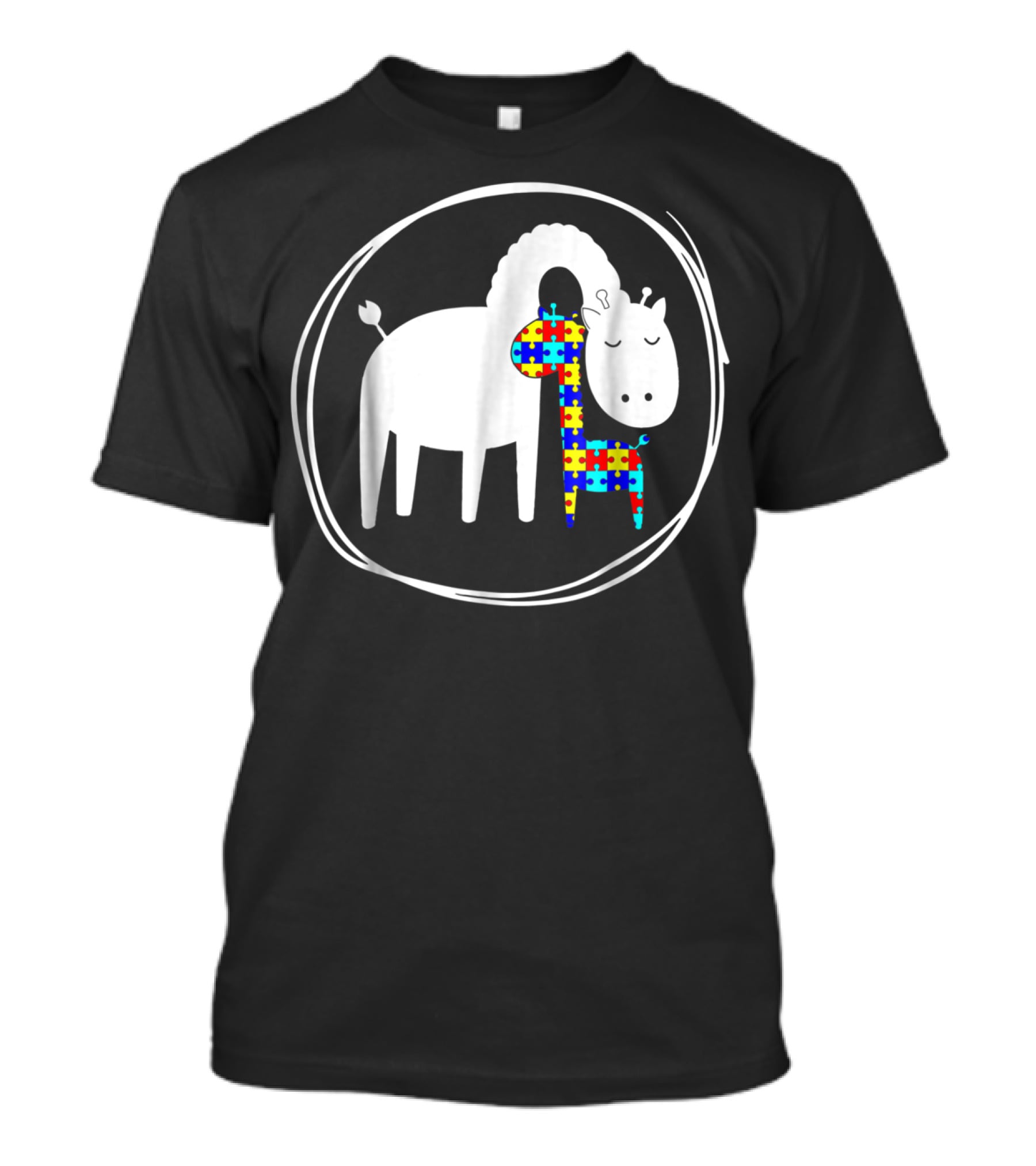 Giraffe Autism Puzzle Piece Giraffe Lover Autism Awareness T-Shirt