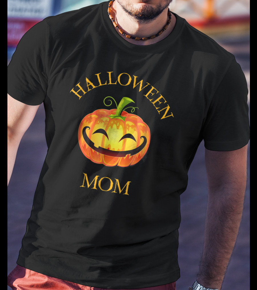 Halloween Mom Jack O Lantern Pumpkin Face T-Shirt