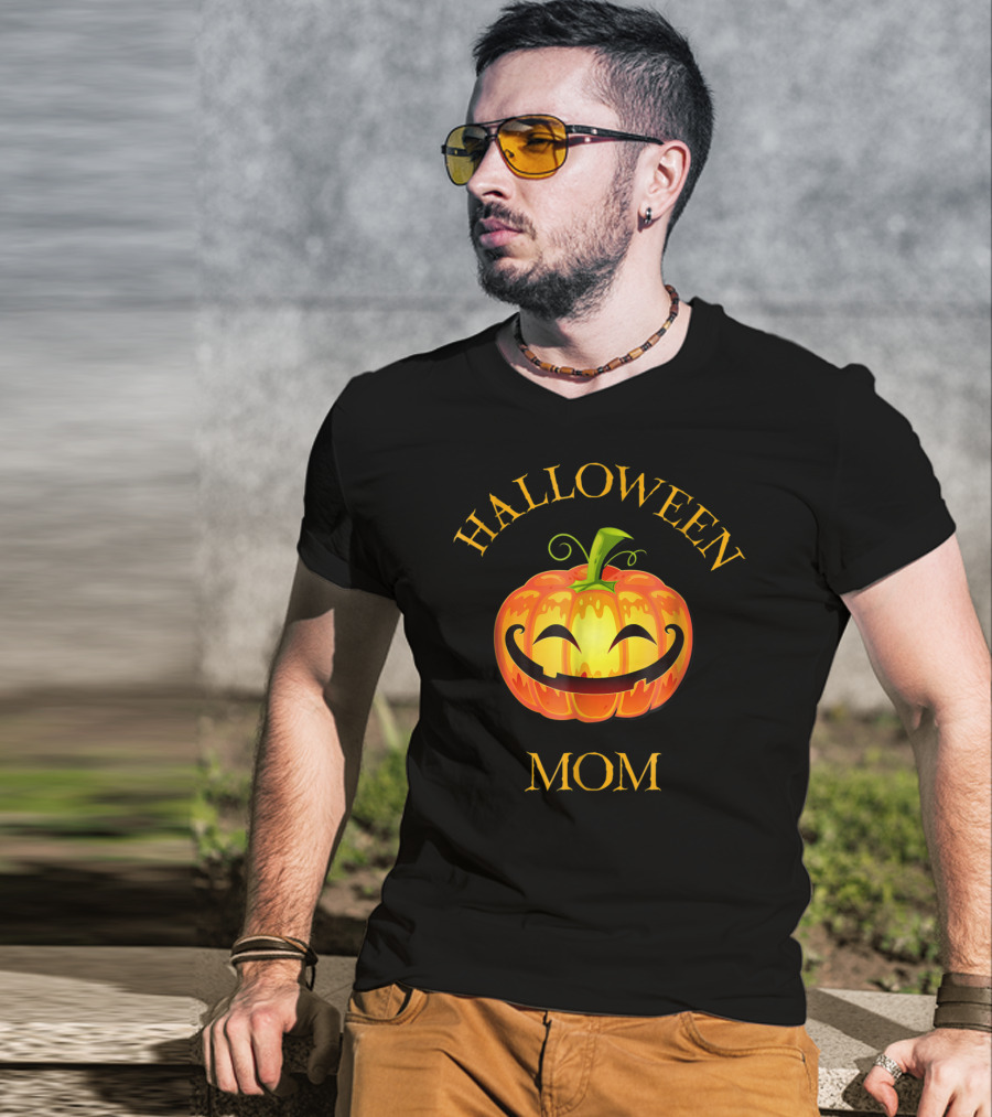 Halloween Mom Jack O Lantern Pumpkin Face T-Shirt