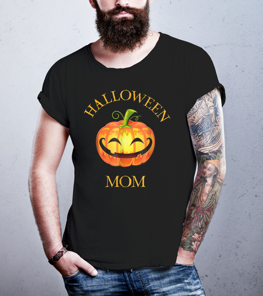 Halloween Mom Jack O Lantern Pumpkin Face T-Shirt