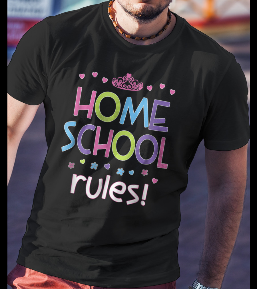Home School Rules Cute Girl Mom Homeschool Kids T-Shirt
