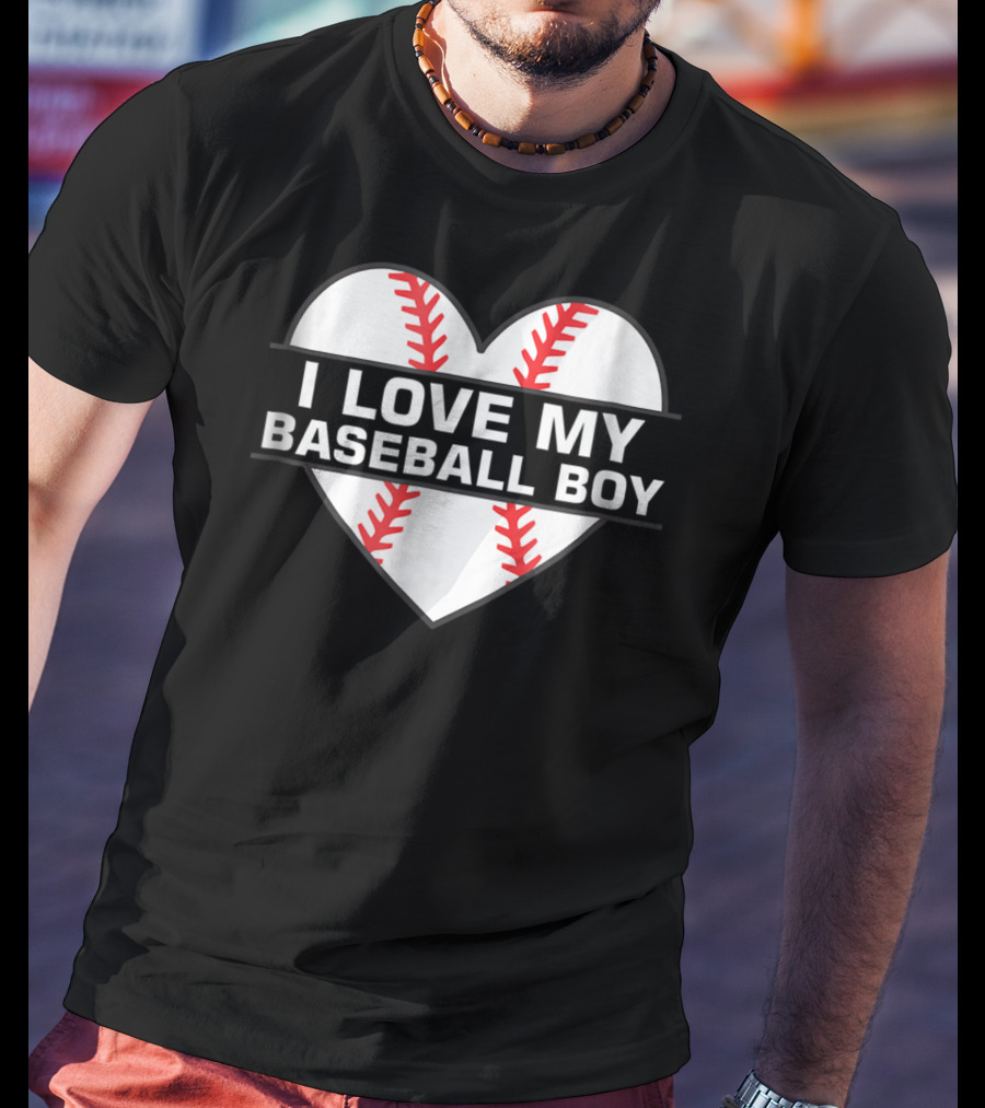 I Love My Baseball Boy Heart Design Women Cute 1 Fan Game6 T-Shirt