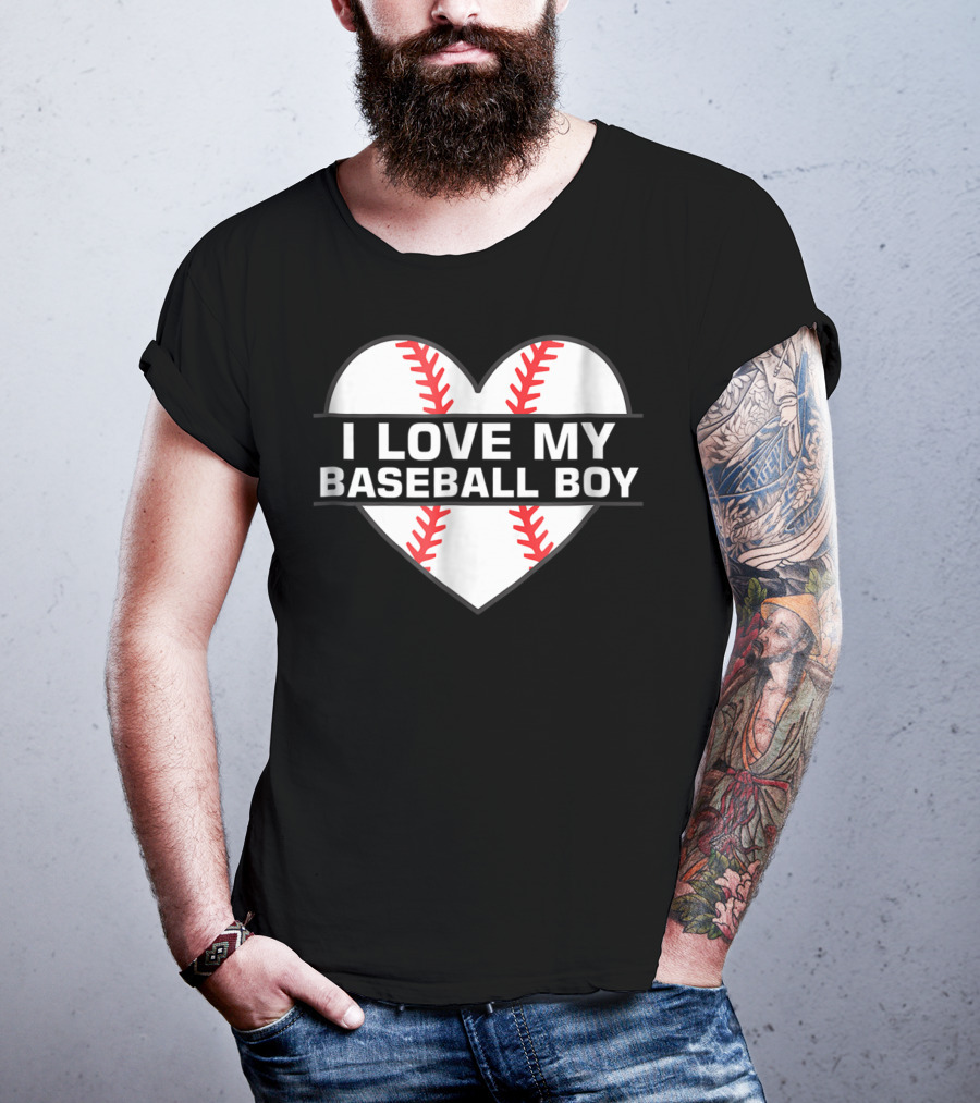 I Love My Baseball Boy Heart Design Women Cute 1 Fan Game6 T-Shirt