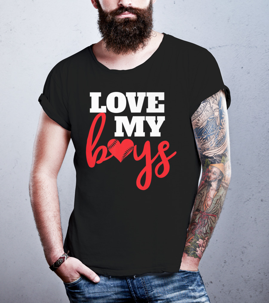 LOVE MY BOYS Baseball Heart T-Shirt