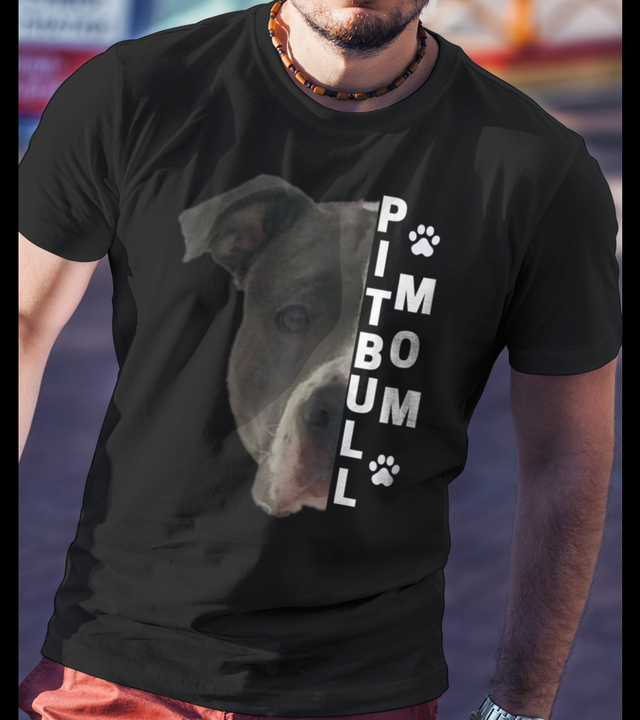 Pitbull Mom Pit Bull Lover Dog Momma Bully Breed Paw Prints T-Shirt