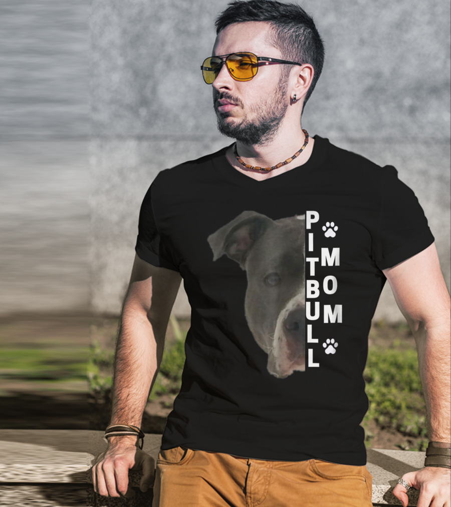 Pitbull Mom Pit Bull Lover Dog Momma Bully Breed Paw Prints T-Shirt
