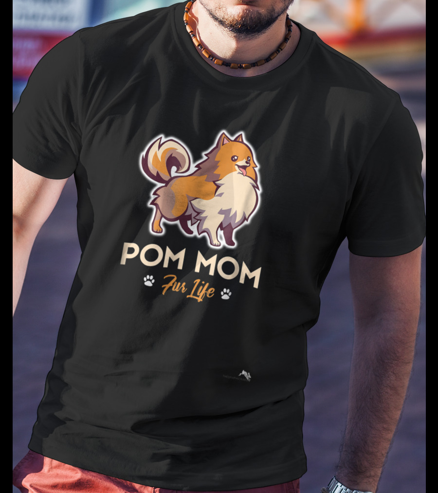 Pom Mom Fur Life Pomeranian Paw Prints T-Shirt